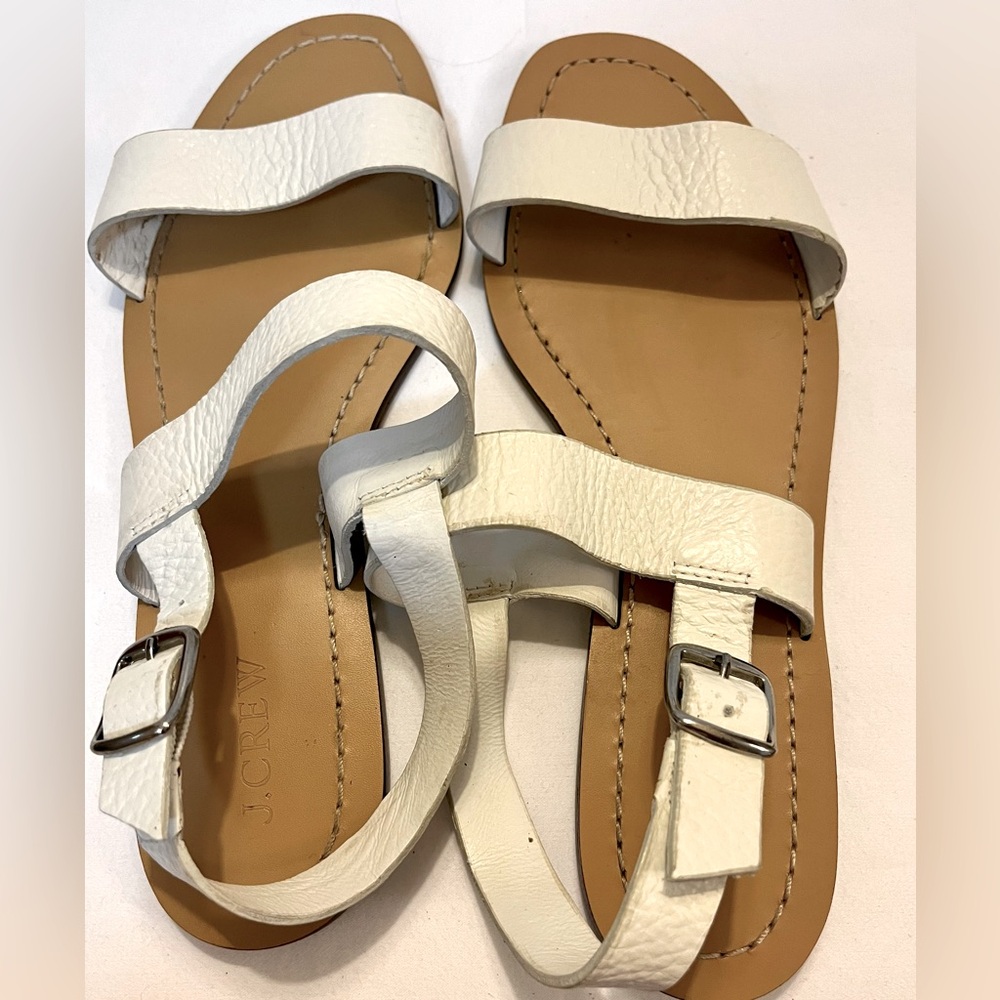 J. Crew Women’s white Leather Strappy Slingback Sandals‎ size 8.5